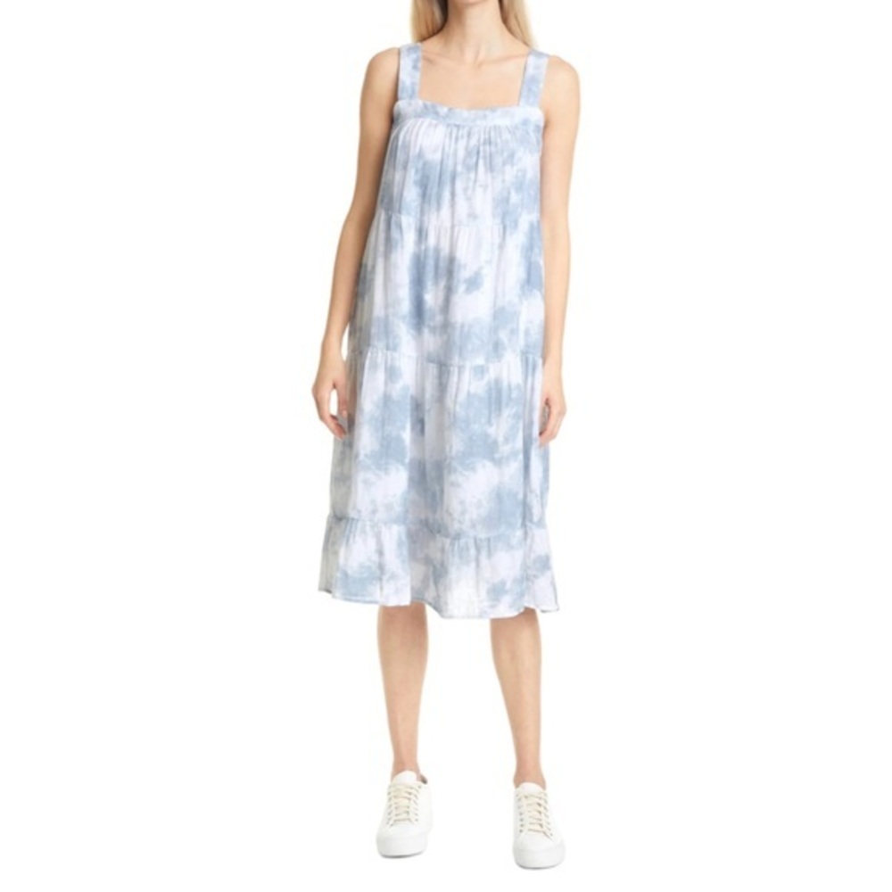 Rails Amaya Tiered Sundress Tie Dye Midi Blue White Size XS